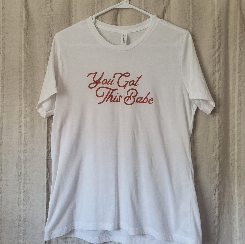 White T-Shirt with Red Print